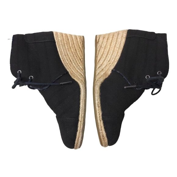 Toms Desert Wedge Shoes Ankle Bootie Womens 9.5 Black Canvas Lace Up - Picture 4 of 8